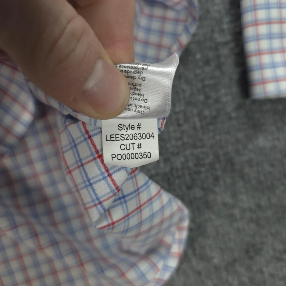Mizzen‎ Main Shirt Mens XL White Check Performance Stretch Classic Fit Dress